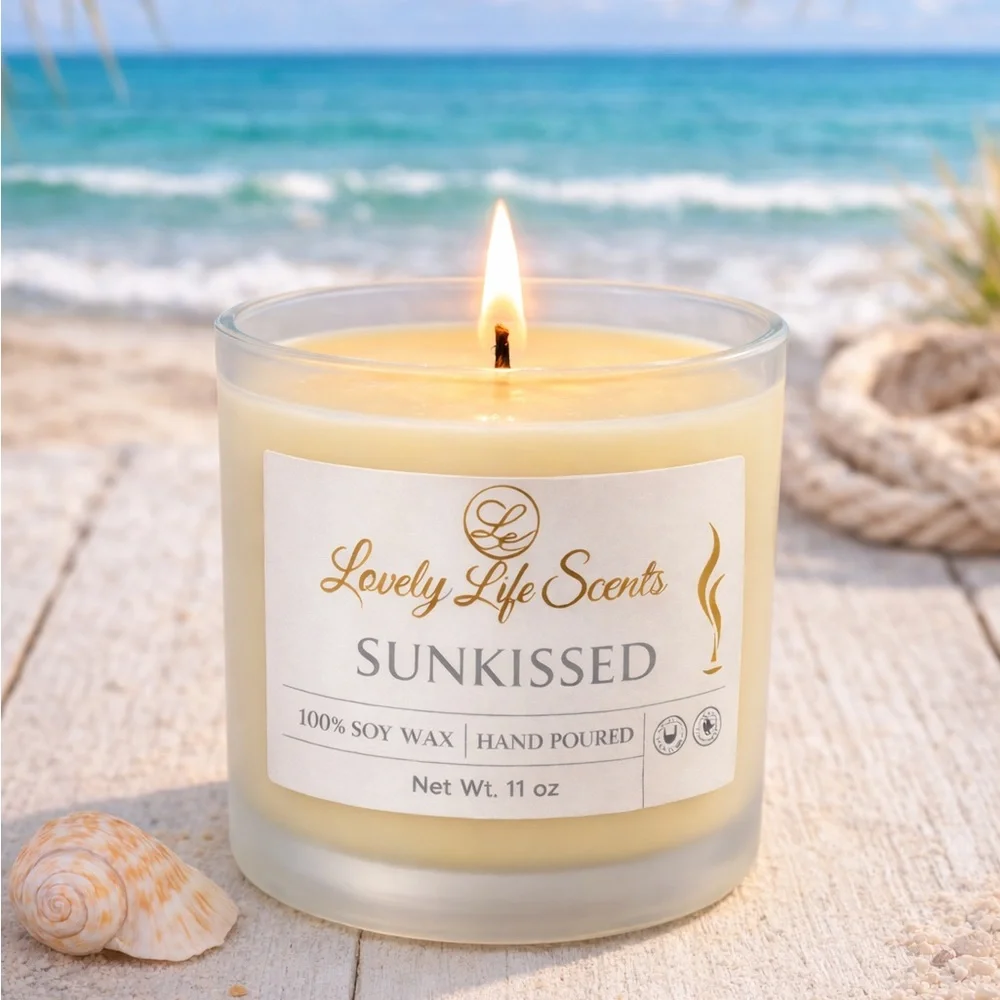 Sunkissed 11 oz Premium Soy Wax Candle, A Sun Bathing Scent, Lovely Life Scents